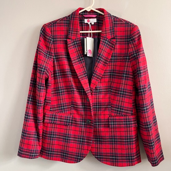 Boden Jackets & Blazers - Boden Blazer Red Black Plaid Size 12 NWT